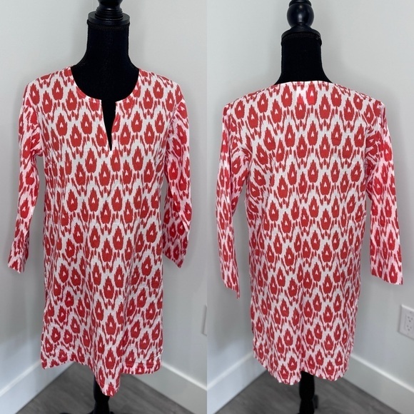 Gretchen Scott Designs V-neck Orange White Tunic/ Blouse / Top / Cover Up - Picture 2 of 10